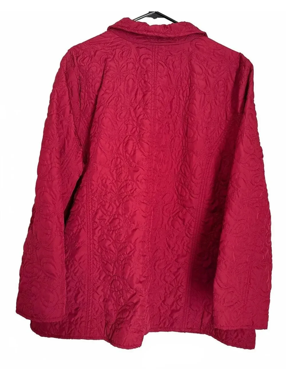 CJ Banks Women's Jacket Coat Size 3X Red Wine Outerwear Polyester Snaps Pockets
